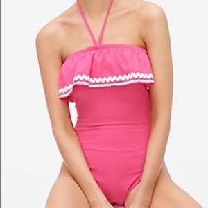 J Crew Ruffled Pique one piece swimsuit
